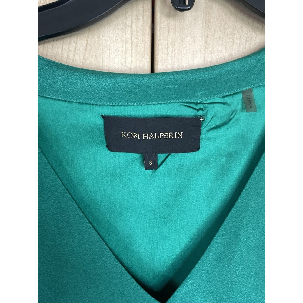 Kobi Halperin Kelly Green Shift Silk Dress US 4 Designer Party Wedding Luxury - Picture 4 of 8